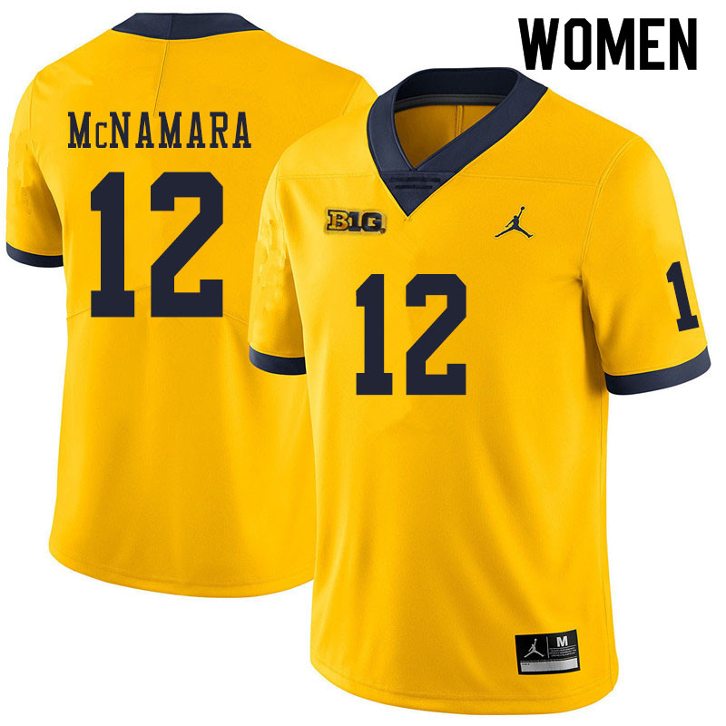 Women #12 Cade McNamara Michigan Wolverines College Football Jerseys Sale-Yellow